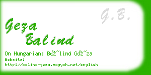 geza balind business card